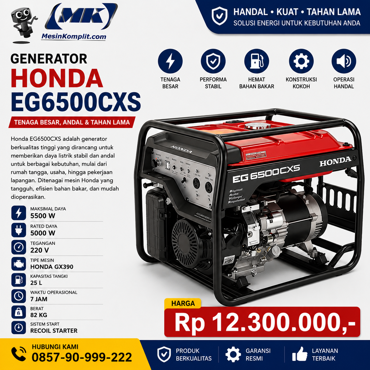 Genset Honda 5000 Watt (G...
